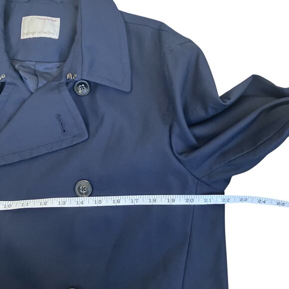 Banana Republic Mens Heritage Collection Navy Water Repellent Long Trench Coat - Picture 9 of 16